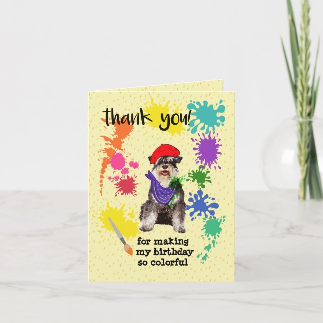 Carte De Remerciements Minature Schnauzer Chien Fun Art Anniversaire fête (Devant)