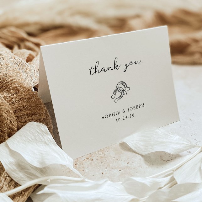 Carte De Remerciements Mini-fer à cheval | Mariage noir et blanc (Créateur téléchargé)