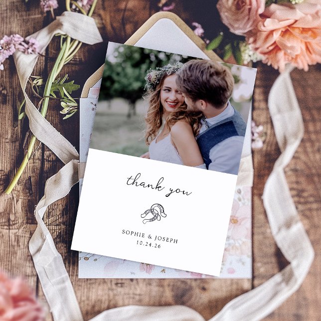 Carte De Remerciements Mini-fer à cheval | Photo mariage (Créateur téléchargé)