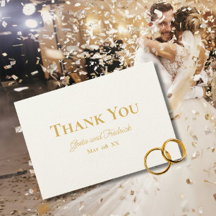 Carte De Remerciements Mini minimaliste simple intemporel Luxe Mariage or