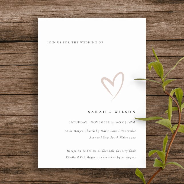 Carte De Remerciements Mini Simple Blush Pink Heart Wedding Invite (Créateur téléchargé)