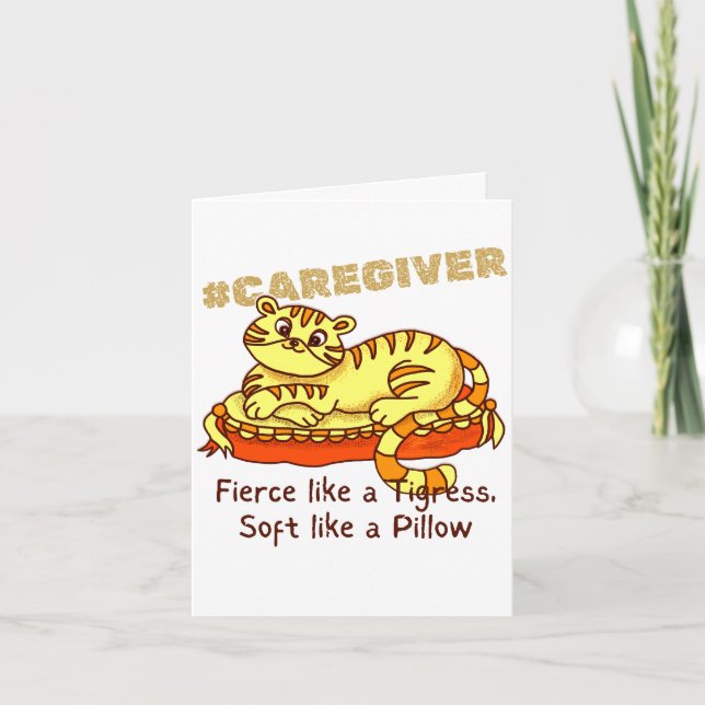 Carte De Remerciements Mini-tigresse orange sur Coussin Cartoon (Devant)