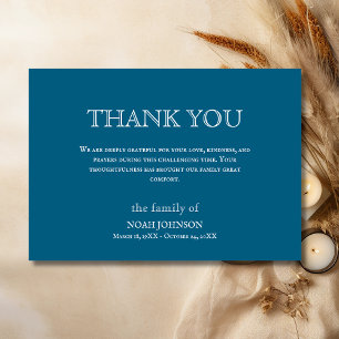 Carte De Remerciements Minimal bleu océan Traditionnel Sympathie Funérair