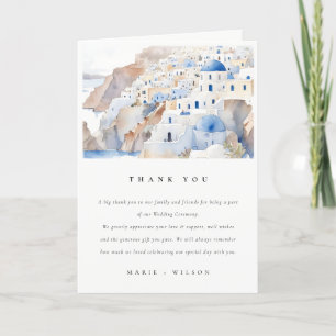 Carte De Remerciements Minimal chic Santorini Grèce Mariage aquarelle