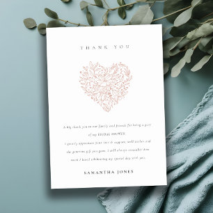 Carte De Remerciements Minimal Dusky Blush Floral Heart Mariage