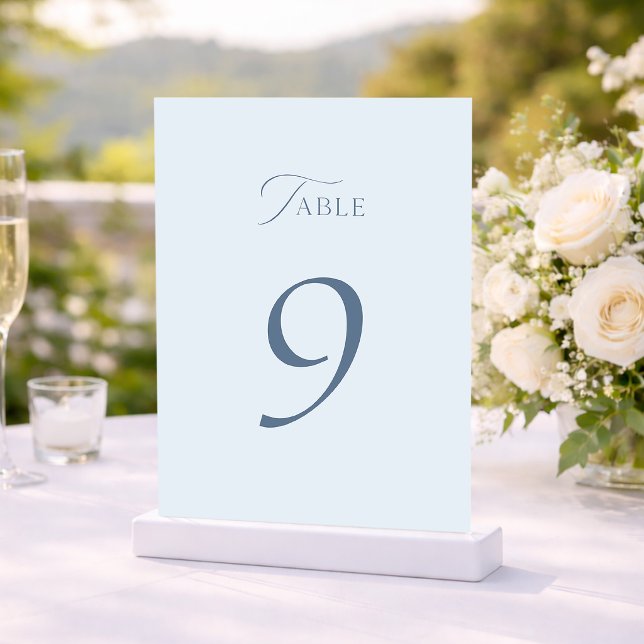 Carte De Remerciements Minimal Dusty Blue Wedding Table Numbers 1–19 (Créateur téléchargé)