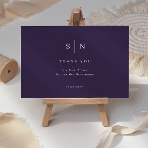 Carte De Remerciements Minimal et chic   Mariage violet et blanc