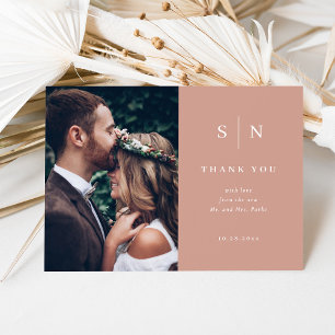 Carte De Remerciements Minimal et chic Terracotta Deux Mariages photo