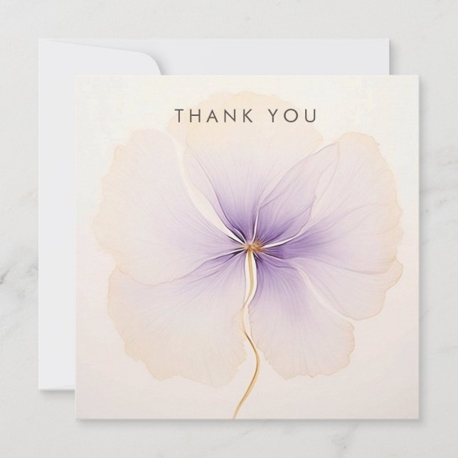 Carte De Remerciements Minimal Lavender Watercolor Flower (Devant)