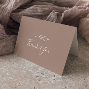Carte De Remerciements Minimal Leaf   Neutral Wedding Thank You Card