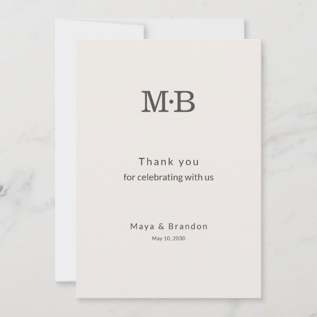 Carte De Remerciements Minimal Modern Elopement Wedding Thank You Card (Devant)