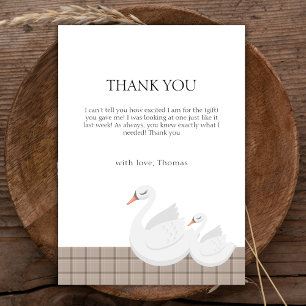 Carte De Remerciements Minimal moderne Swan Plaid En vichy Baby shower ga