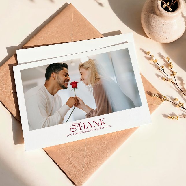 Carte De Remerciements Minimal Monogram Deep Burgundy Script Wedding (Créateur téléchargé)