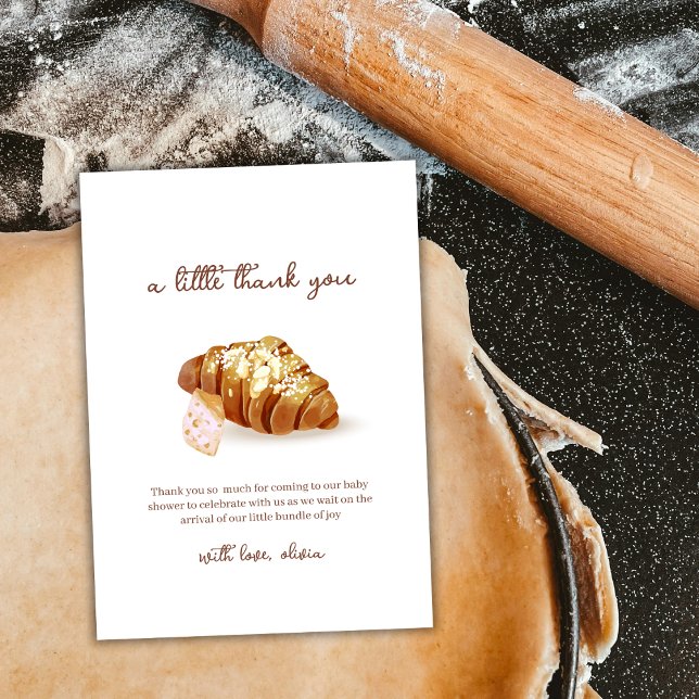 Carte De Remerciements Minimal Paris Boulangerie Pâtisserie Croissant Bab (Minimal Paris Bakery Pastry Croissant Baby Shower Thank You Card)