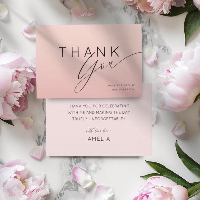 Carte De Remerciements Minimal Peachy Pink Ombre Thank You Bridal Shower  (Créateur téléchargé)
