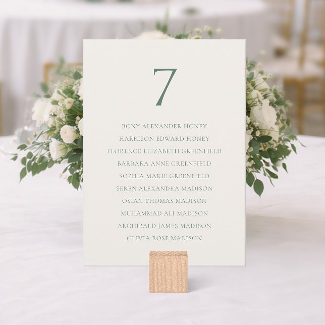 Carte De Remerciements Minimal Sage Green Wedding Seating Chart (Créateur téléchargé)