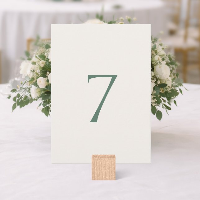 Carte De Remerciements Minimal Sage Green Wedding Table Number Card (Créateur téléchargé)
