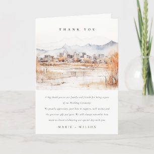 Carte De Remerciements Minimal Salt Lake City Utah Watercolor Mariage