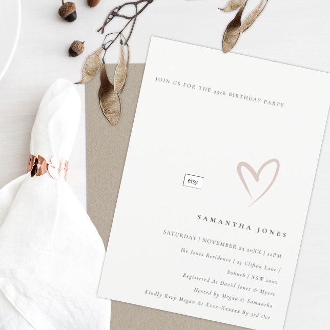 Carte De Remerciements Minimal Simple Coeur Brut N'importe quel âge Invit (Créateur téléchargé)