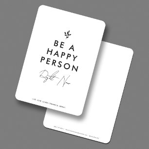 Carte De Remerciements Minimal Simple Être une personne heureuse Citation