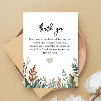 Carte De Remerciements Minimal Woodland Neutral Gender Baby Shower