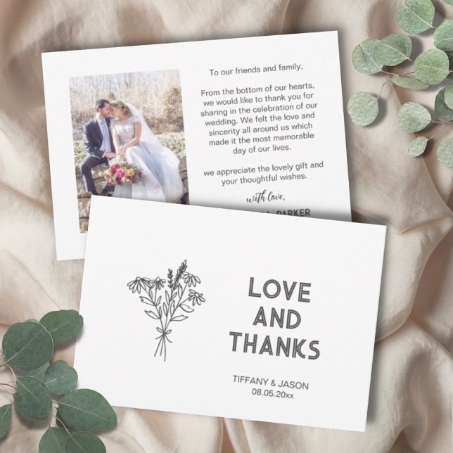 Carte De Remerciements Minimalist 1 Photo Clean Simple Modern Wedding  (Créateur téléchargé)