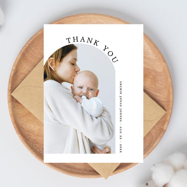 Carte De Remerciements Minimalist Arch Photo Baby Shower Thank You (Créateur téléchargé)