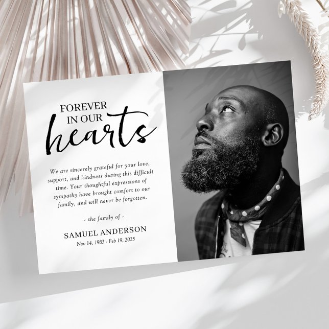 Carte De Remerciements Minimalist Black & White Funeral Thank You (Créateur téléchargé)