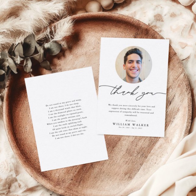 Carte De Remerciements Minimalist Elegant Funeral Sympathy Memorial Photo (Créateur téléchargé)