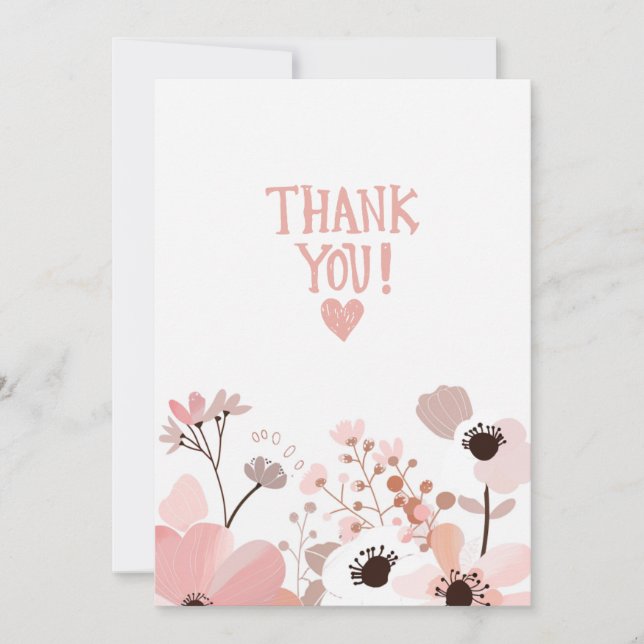 Carte De Remerciements Minimalist Floral Thank You Card (Devant)