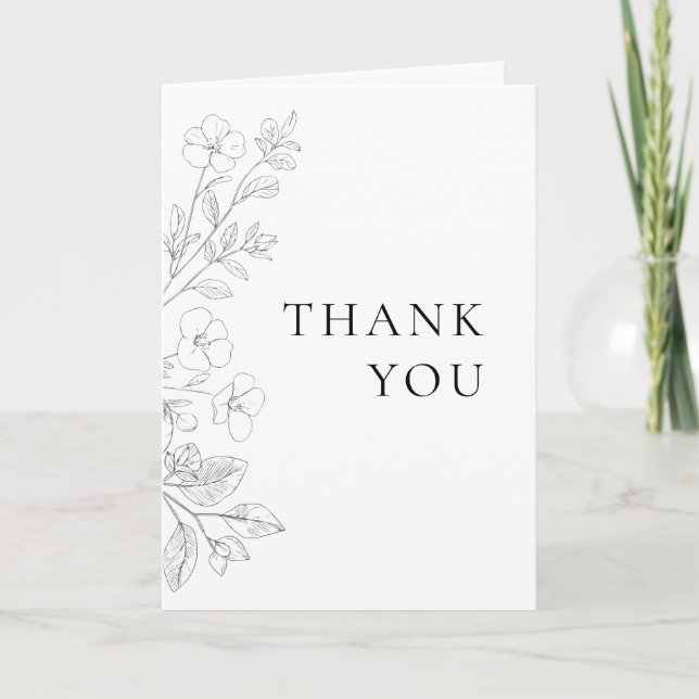 Carte De Remerciements Minimalist Floral Wedding Thank You Card (Devant)