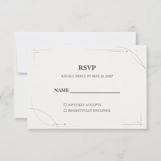 Carte De Remerciements Minimalist Gold Line Wedding RSVP Card