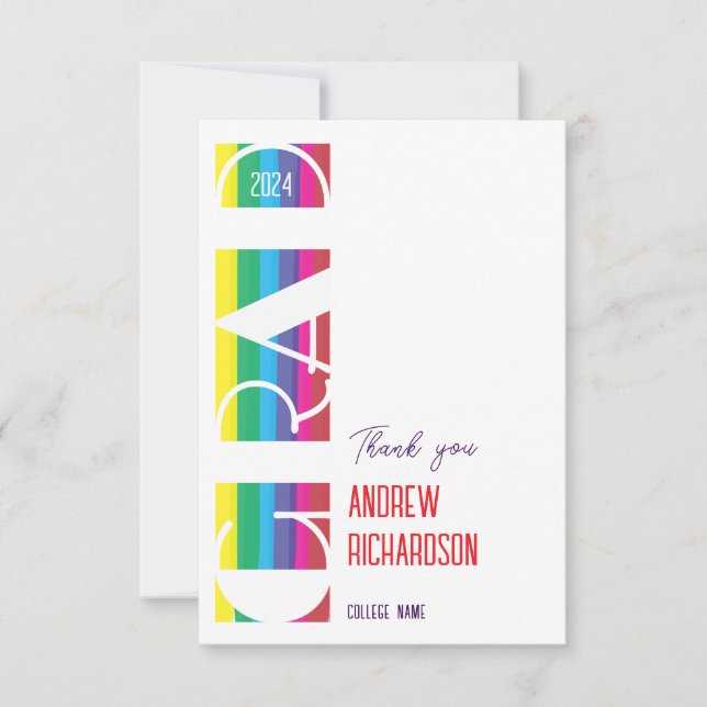 Carte De Remerciements Minimalist graduation stripe pattern (Devant)
