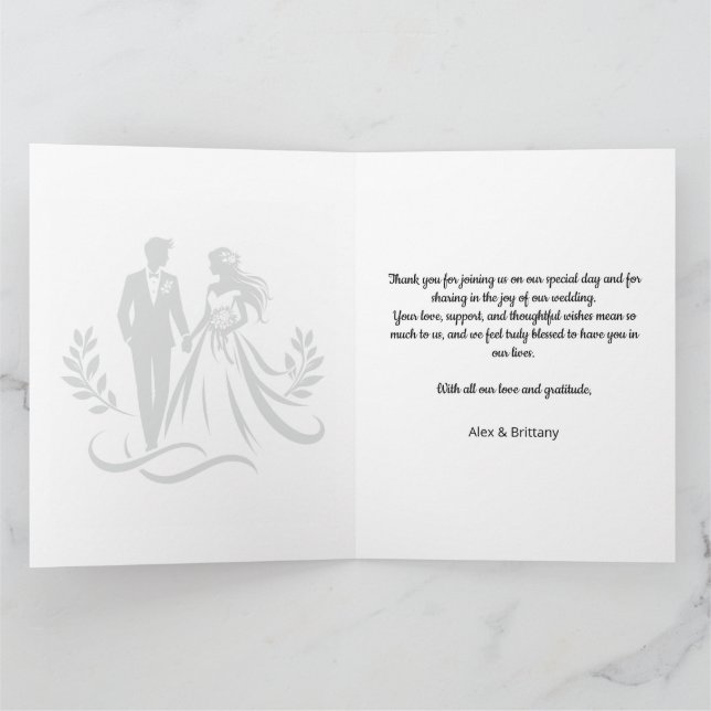 Carte De Remerciements Minimalist Heart Wedding Thank You Card – Custom (Intérieur)