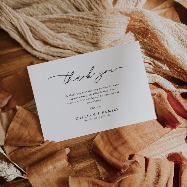 Carte De Remerciements Minimalist Minimalist Funeral Sympathy Memorial (Créateur téléchargé)