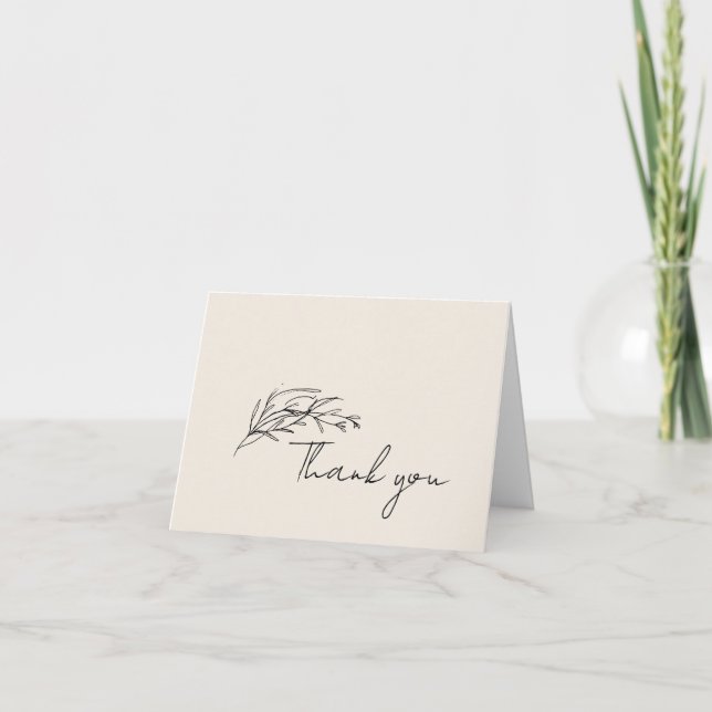 Carte De Remerciements Minimalist Olive Branch Script Custom Thank You (Devant)