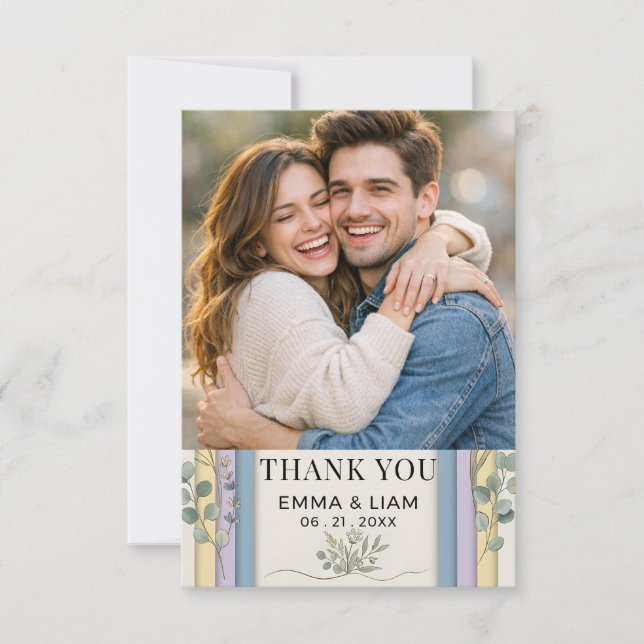 Carte De Remerciements Minimalist Pastel Arch Botanical Wedding (Devant)