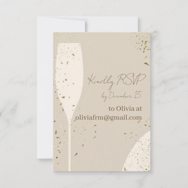 Carte De Remerciements Minimalist RSVP Card | Beige & Ivory Champagne New (Devant)