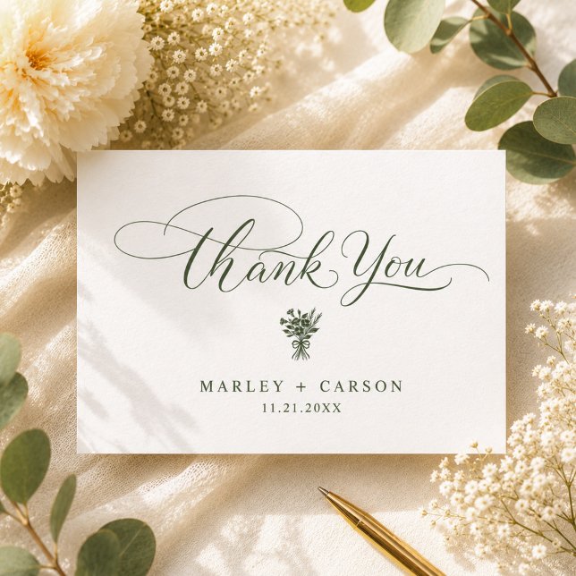 Carte De Remerciements Minimalist Sage Green Script Simple Wedding (Créateur téléchargé)