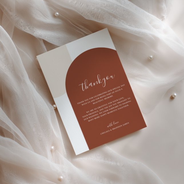Carte De Remerciements Minimalist Script Boho Terracotta Arch Wedding (Créateur téléchargé)