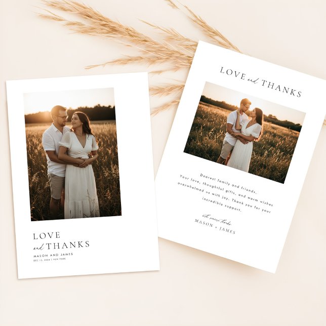 Carte De Remerciements Minimalist Simple Script with Boho Wedding Photo  (Créateur téléchargé)