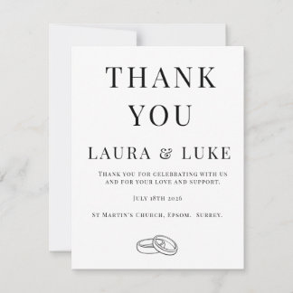 Carte De Remerciements Minimalist Wedding Thank You Card | Editable