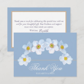 Carte De Remerciements Minimalist White Anemone Bridal Shower Thank You