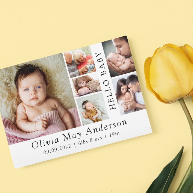 Carte De Remerciements Minimaliste 6 Photo Bonjour bébé (Créateur téléchargé)