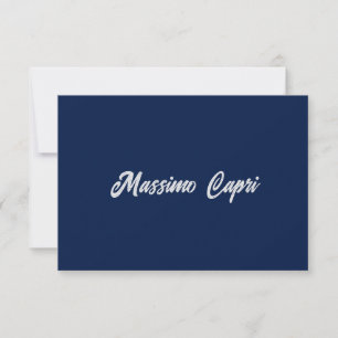Carte De Remerciements Minimaliste Bleu Foncé Élégant Nom Propre Texte Gr