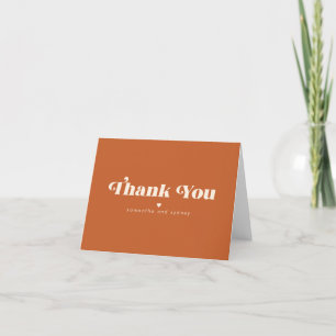 Carte De Remerciements Minimaliste Burnt Orange Retro Typographie Nom Tha