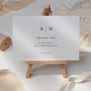 Carte De Remerciements Minimaliste et Chic   Mariage Noir et Blanc
