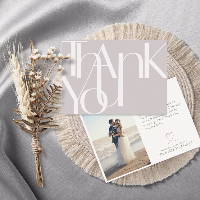 Carte De Remerciements Minimaliste Gras Photo Light (Créateur téléchargé)