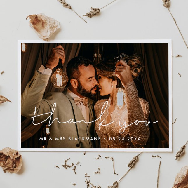 Carte de remerciements minimaliste manuscrit maria (Créateur téléchargé)