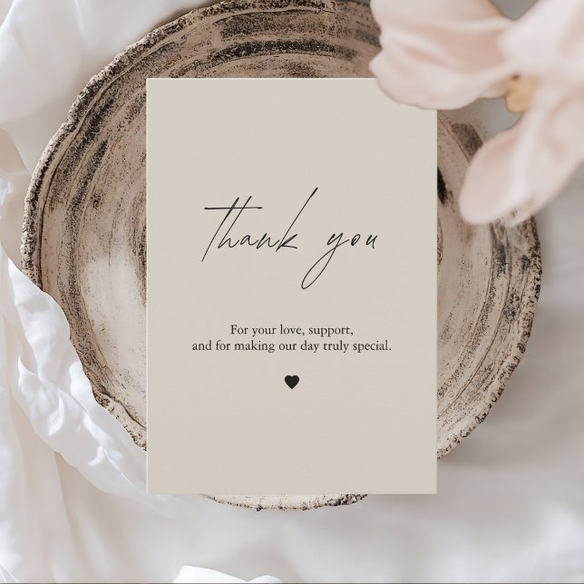 Carte de remerciements minimaliste Mariage beige (Créateur téléchargé)